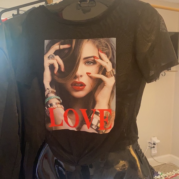 Sheer top, sooo cute! Ties above waist. Excellent Condition! - Picture 2 of 13